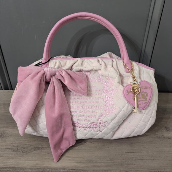 Juicy Couture Handbags - Juicy Couture Pink and Cream Puffy Shoulder Bag